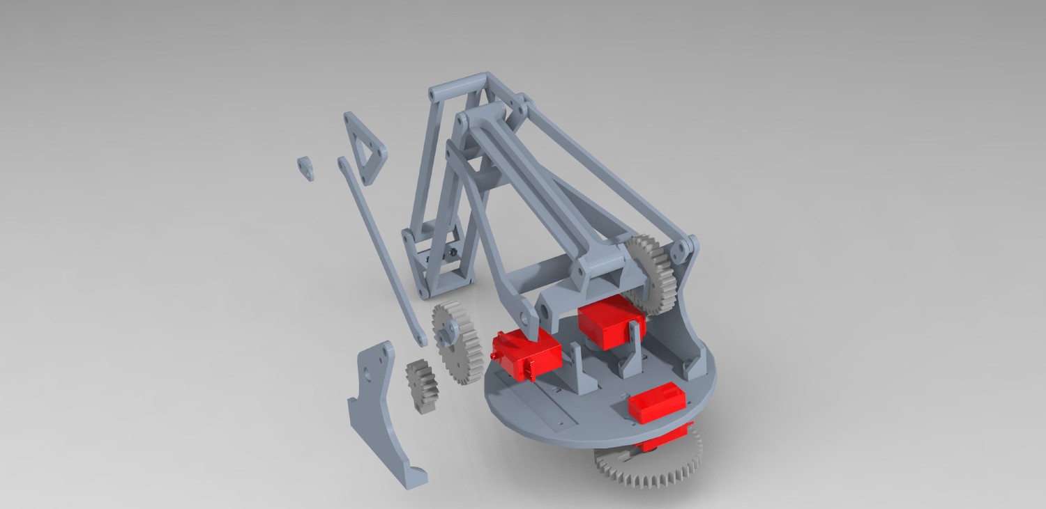 Explosionsansicht vom Roboterarm